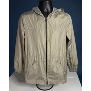 Laura Scott Women’s Hooded Windbreaker Jacket – Beige – Size S/P - Full Zip